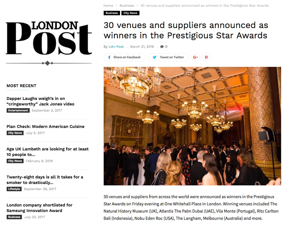 London Post - Prestigious Star Awards