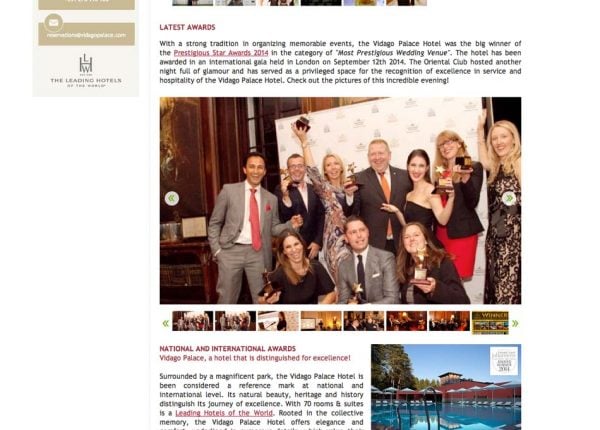 Vidago Palace, Prestigious Star Awards 2014, Press Coverage