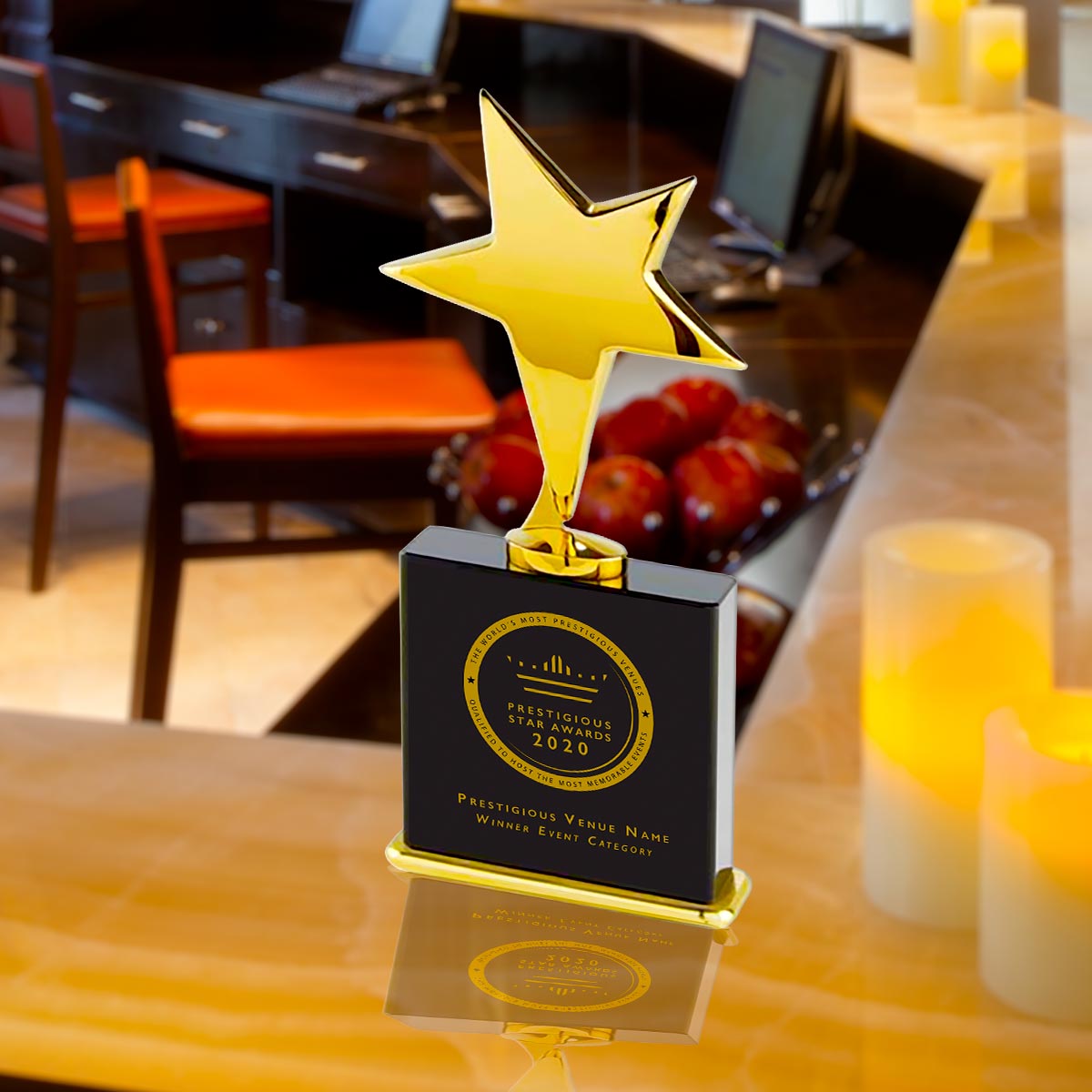 Prestigious Star Awards Trophy at Venue Reception